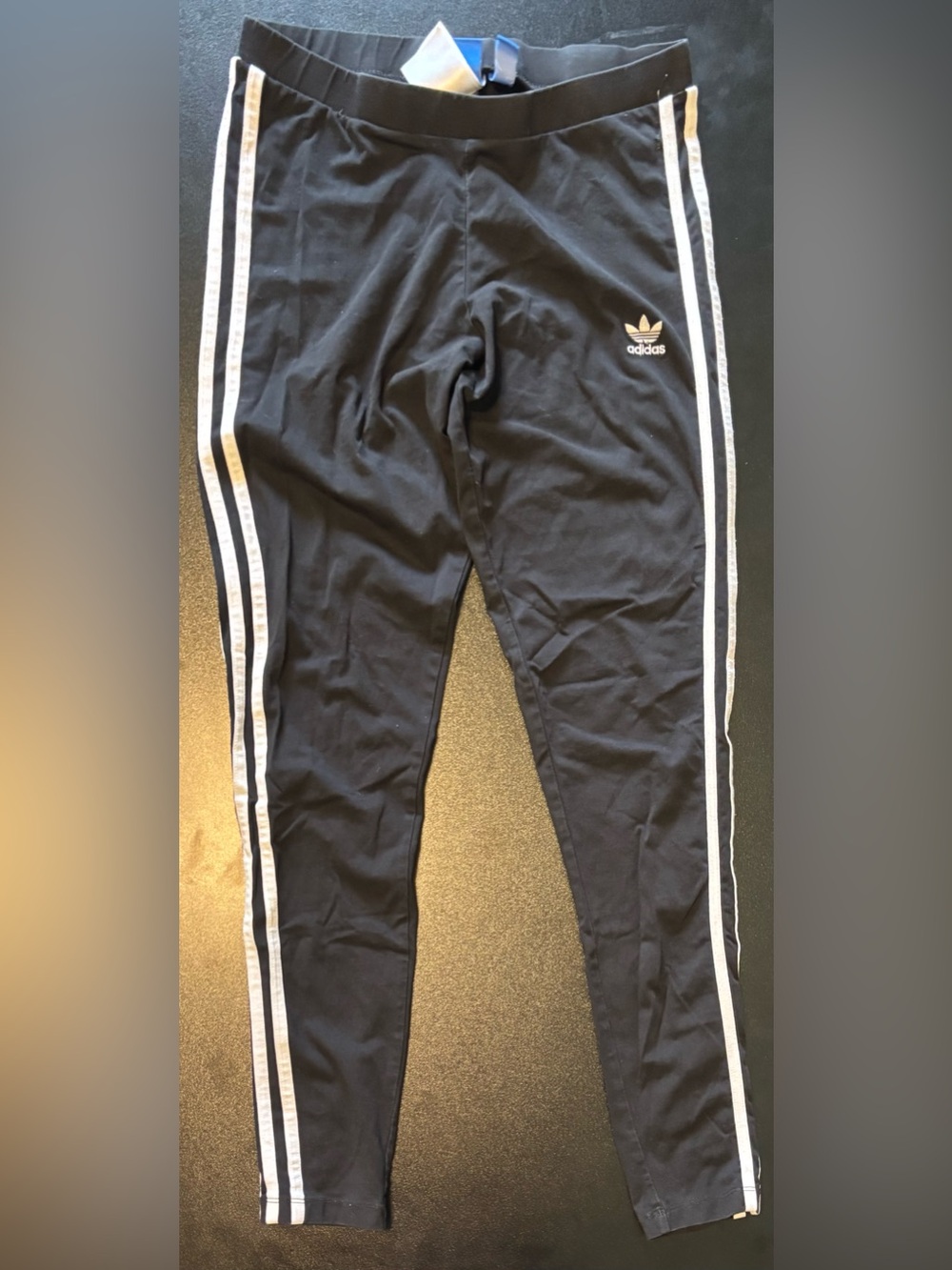 adidas Black Leggings with White 3-Stripe Detail